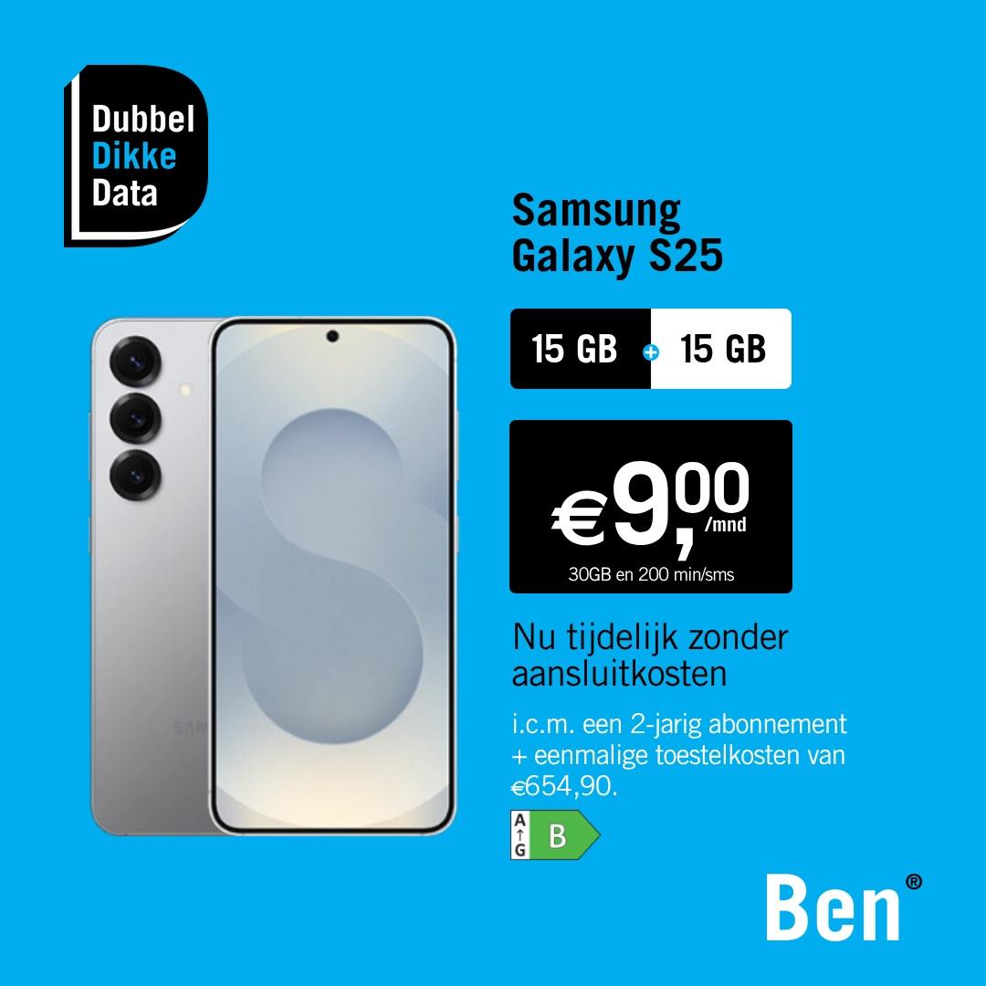 Advertentie BEN Samsung S25 Dubbel Dikke Data weken