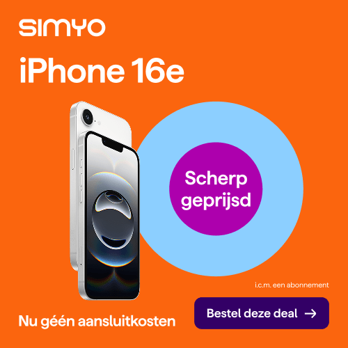 Advertentie van de iPhone 16e van Simyo